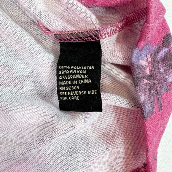 DG2 Top Womens 2X Pink Floral Long-Sleeve Crew-Neck Blouse Cottage Core New - Picture 6 of 10